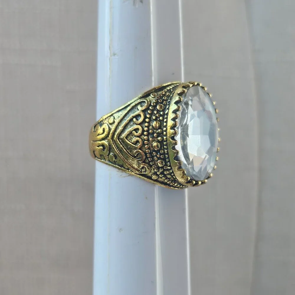 Men Rings Turkish Style Fashion Jewelry Clear Crystal Accent Turkish Zircon Ston